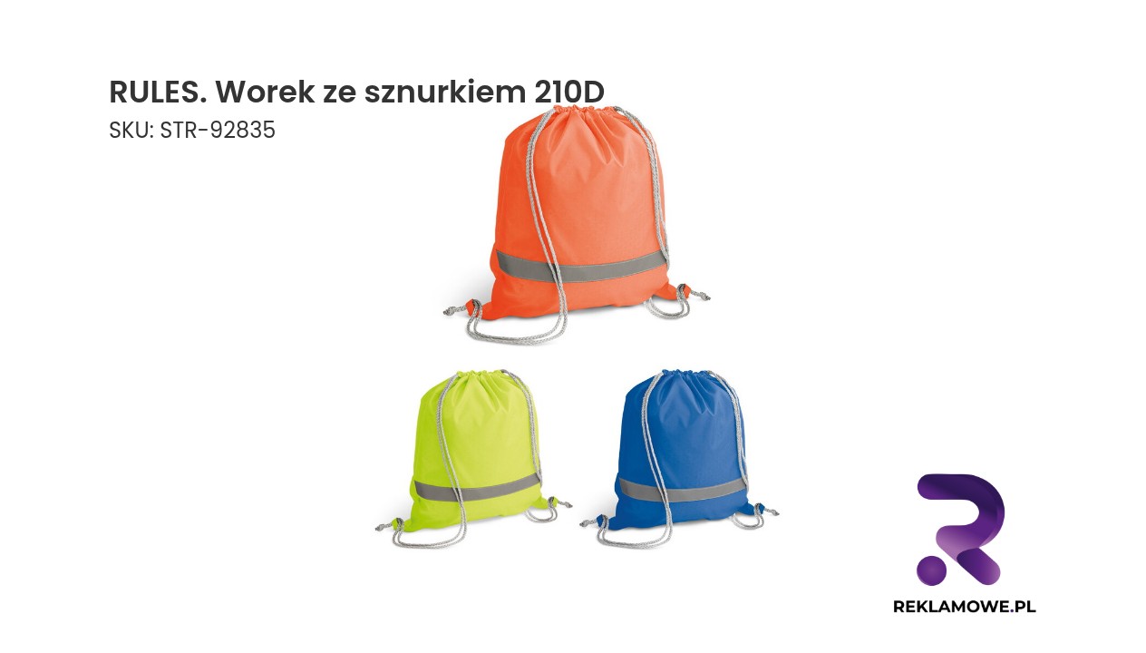 RULES. Worek ze sznurkiem, 210D RULES worek ze sznurkiem 210D - lekki worek sportowy na plecy